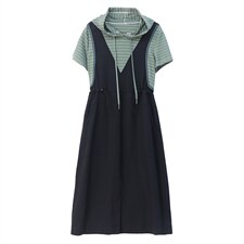 连衣裙韩版中腰时尚显瘦大方通勤2022年夏季，女装连衣裙，丽影随形