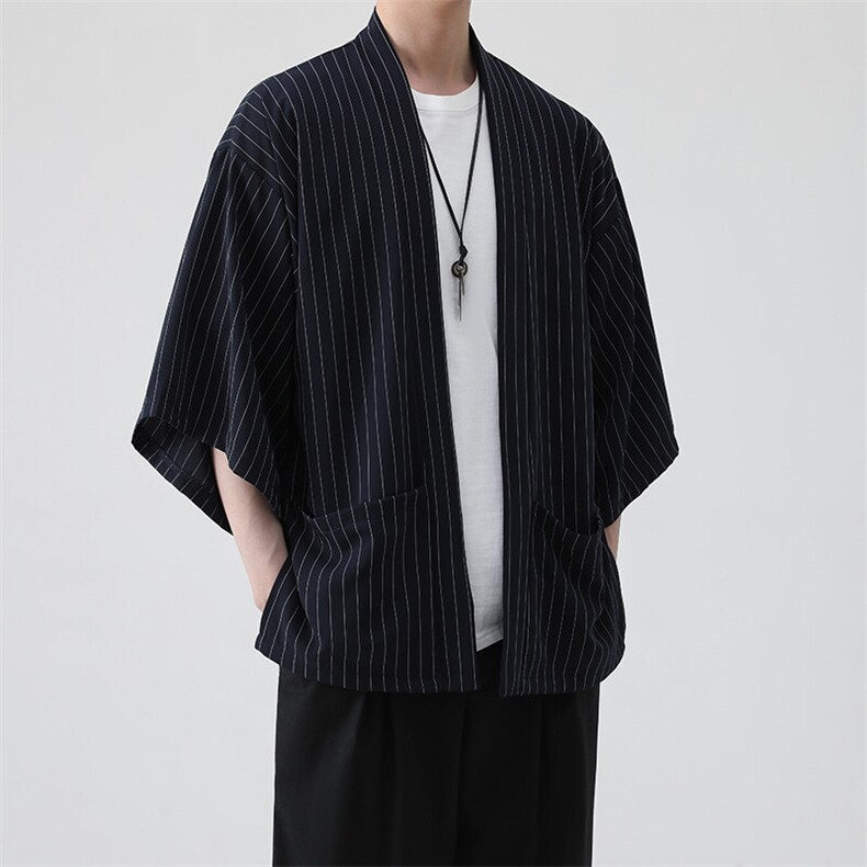 风夏季披风男女情侣宽松日系冰丝防晒服条纹风衣xz815-808p35,男装防晒衣,星座815（原A203）