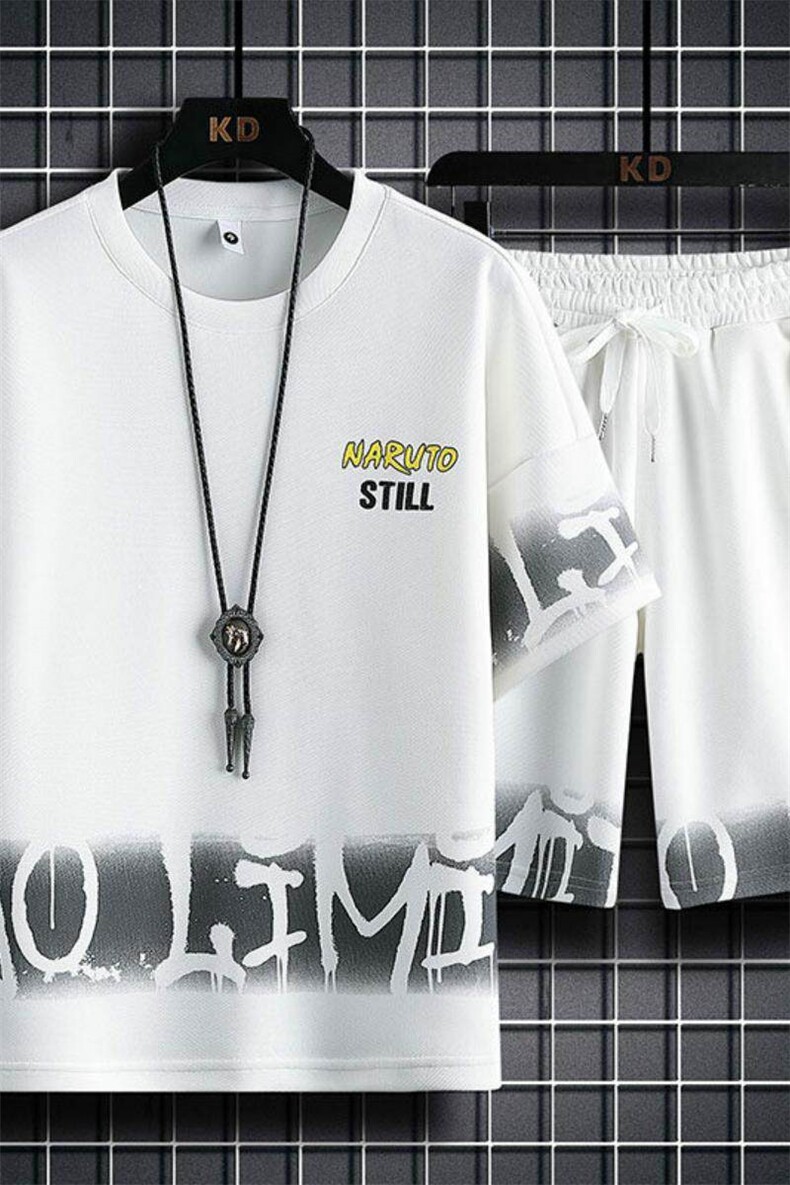 83609-P60休闲时尚套装男夏季运动休闲服潮牌一套搭配短袖短裤男,男装T恤,电商D310B