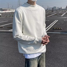 B285-P30纯色半高领毛衣男港风宽松保暖打底衫潮流ins针织衫，男装针织衫/毛衣，星座512-6