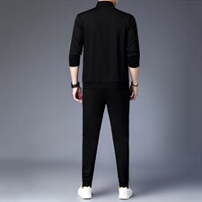 2023年新款时尚套装男开衫印花上衣中青年商务休闲卫衣秋季三件套，男装休闲套装，电商B212（原钱塘6029）