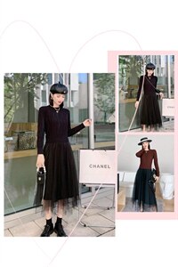 毛衣拼接连衣裙，两色，四个尺码，,女装针织衫/毛衣,依柏璐