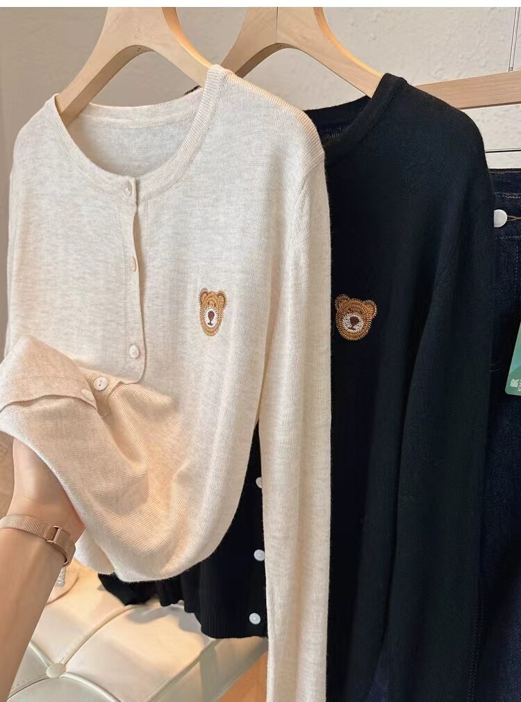 春秋圆领时尚纯色女长袖百搭单排扣针织衫,针织衫/毛衣,美轩羊绒