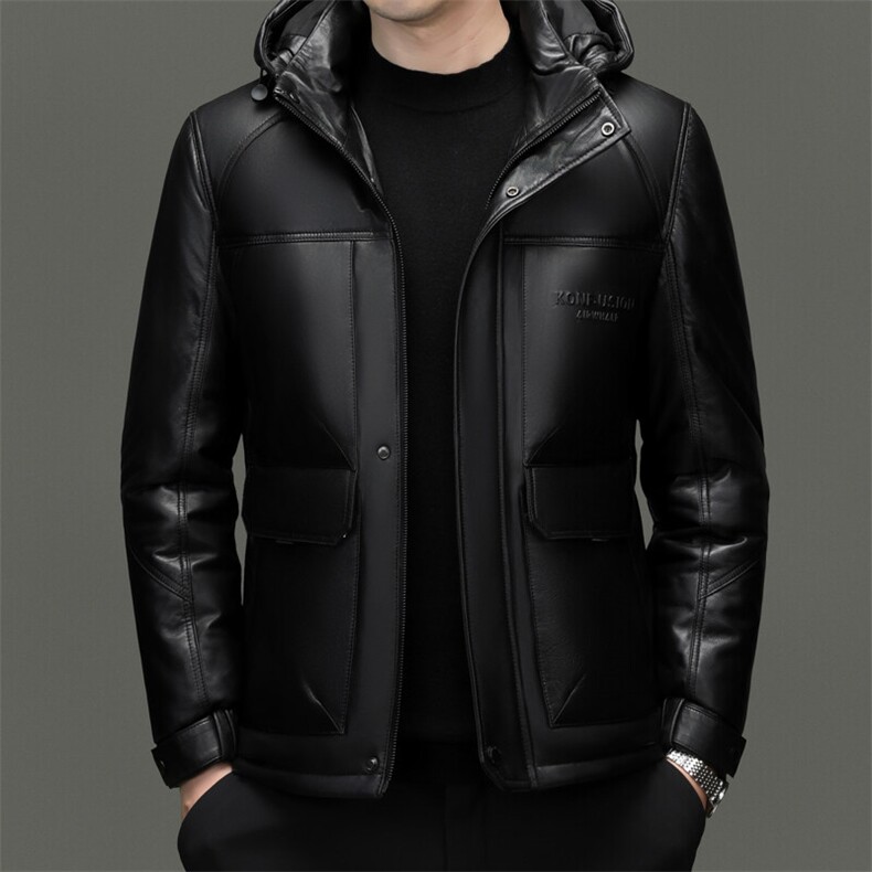 BG5607冬季海宁真皮羽绒服男时尚皮衣中年绵羊皮外套商务,男装皮衣,电商B360
