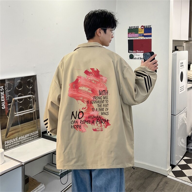 电商DSA028-JKHP1049P60100聚酯新款港风条纹工装夹克男控88,男装夹克,电商A028