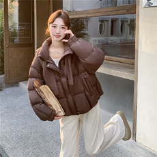 美拉德保暖咖色羽绒服外套女冬季2025新款90绒白鸭绒面包服高级感，女装羽绒服，2C116