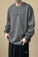 2025春季新款现货纯棉长袖T恤男潮牌宽松休闲上衣A351-AT2526-P40，男装T恤，电商A351