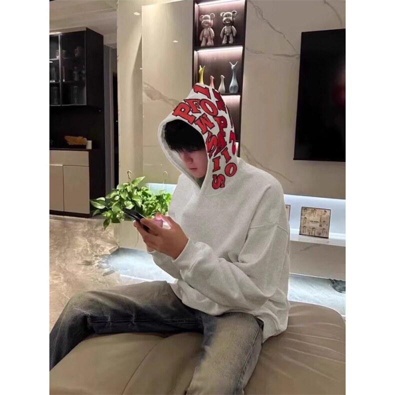 卫衣男连帽春秋季ins港风宽松潮牌字母印花百搭外套,女装短外套,四季星座505