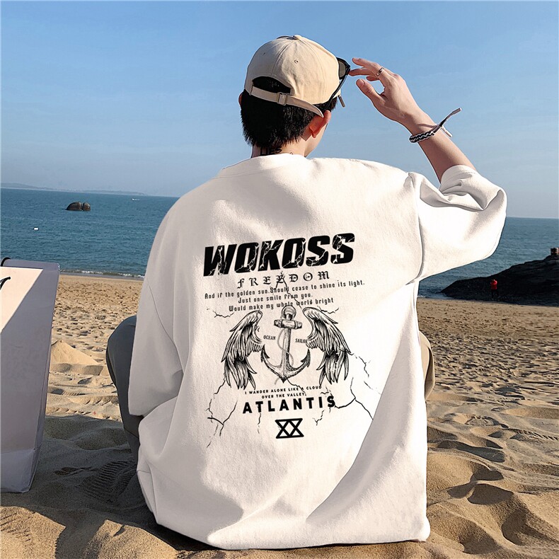 220足克抖音纯棉短袖T恤男大码体恤 A426-1-WT346图片