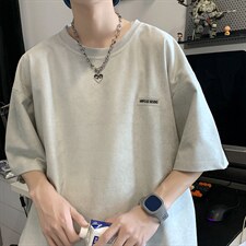 冰丝鹿皮绒衣服男宽松短袖T恤ins港风日系上衣嘻哈T1021-P30，男装T恤，星座512-2