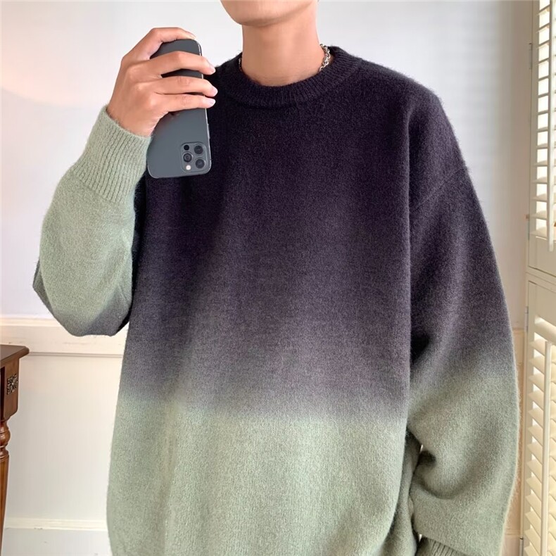 针织衫男渐变色韩版百搭宽松保暖2024冬季新款毛衣外套MZ545-P64,男装针织衫/毛衣,星座412-3