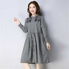 衬衫时尚中长款长袖潮流排扣纯色优雅圆领2021年春季，女装衬衫，小林双子