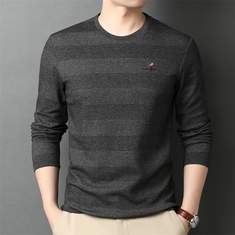 HPN-T728男式秋季服装新款长袖T恤青年圆领卫衣四季打底体恤P58,男装T恤,电商B360