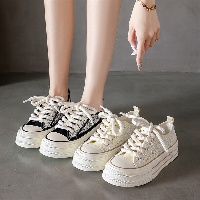 帆布女鞋2024夏季新款学生韩版ins百搭厚底板鞋透气休闲鞋子，女鞋帆布鞋，电商A223