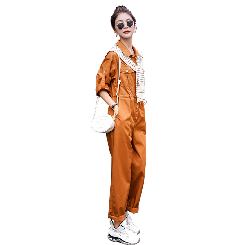 工装连体裤女春秋装新款时尚显瘦小个子休闲披肩连衣裤子,女装休闲裤,微微衣阁