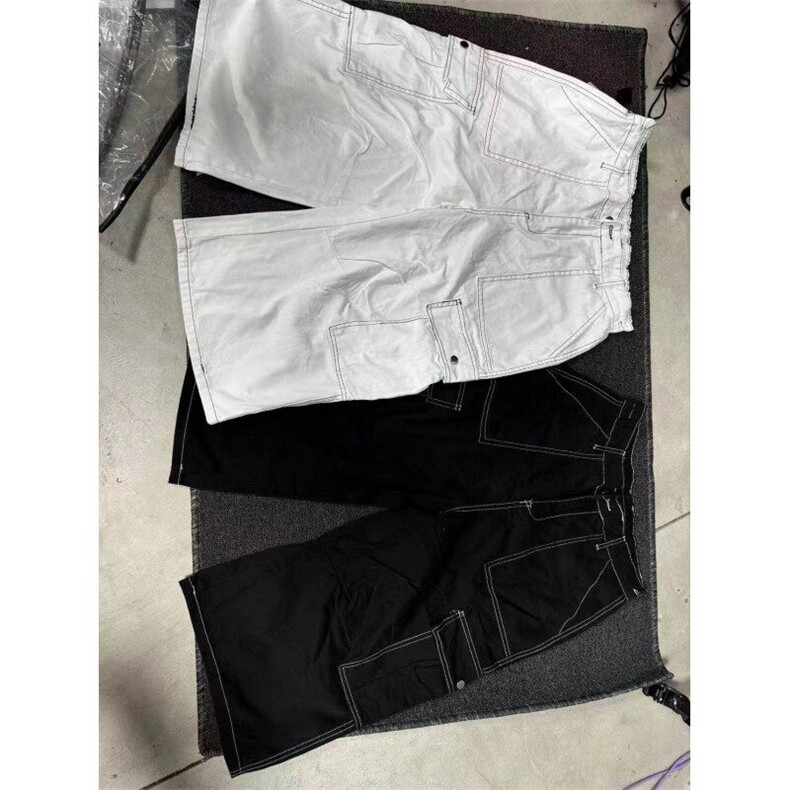 原版松紧腰明线阔腿多口袋水洗工装七分裤（面料成分：100棉）,男装牛仔裤,星座613