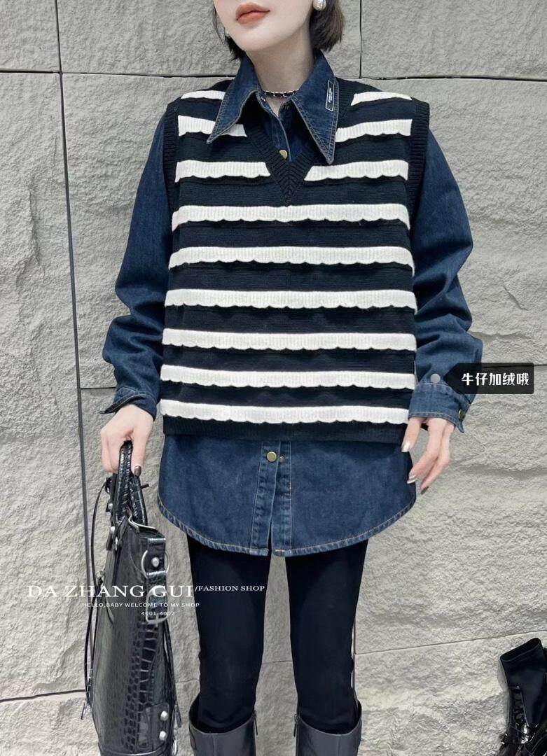 爱美欧，现货，条纹牛仔两件套，其它，爱美欧