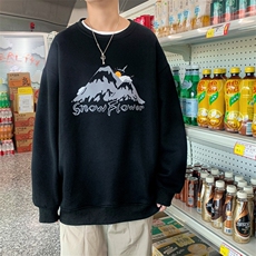 9983P28港风外景2024秋季新款圆领套头卫衣宽松休闲雪山字母潮，男装卫衣，电商A026-1