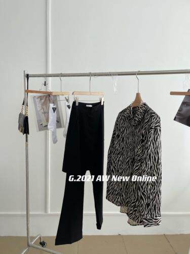 现货秋季新款斑马纹衬衫?围裙裤，女装衬衫，G