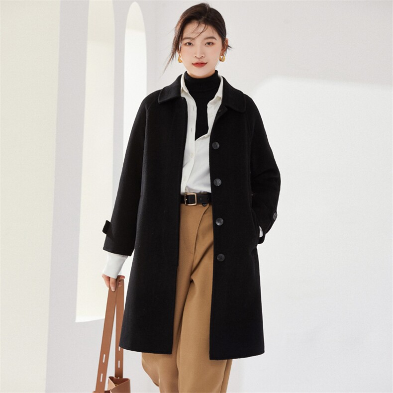 百搭简约羊毛双面呢外套轻奢知性气质女图片