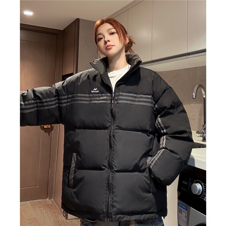 冬装中性美式条纹织带棉服刺绣logo棉衣休闲外套男女G1100P118,男装棉衣,电商A339