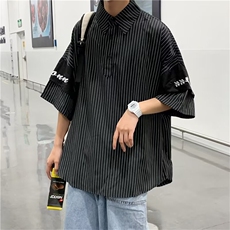 2025夏新款文艺ins简约时尚宽松翻领短袖衬衫CC752P35，男装T恤，星座1108