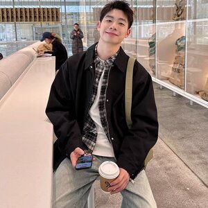 翻领夹克男生新款春秋季外套上衣百搭宽松简约休闲JK780-P65图片