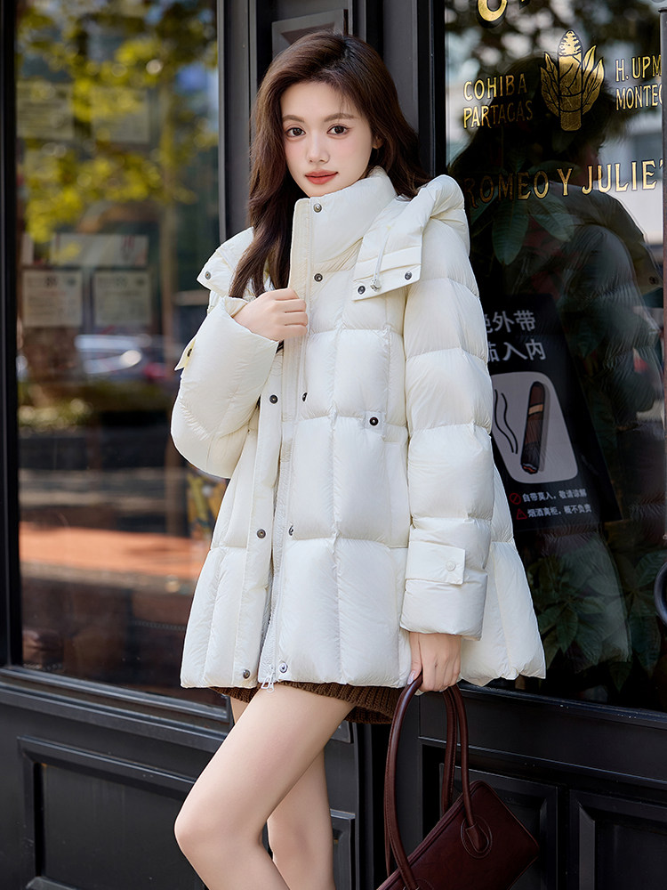 水衣源6832款纯色小蛮腰连帽显瘦羽绒服女(腰围可调节),女装羽绒服,水衣源