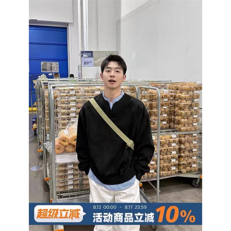 网图潮假两件长袖卫衣2025秋装新款宽松套头上衣WT196-特P38,男装卫衣,电商C310