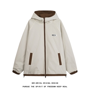JK9012/P70春装新款两面服撞色夹克男防水冲锋衣宽松大码外套上衣图片