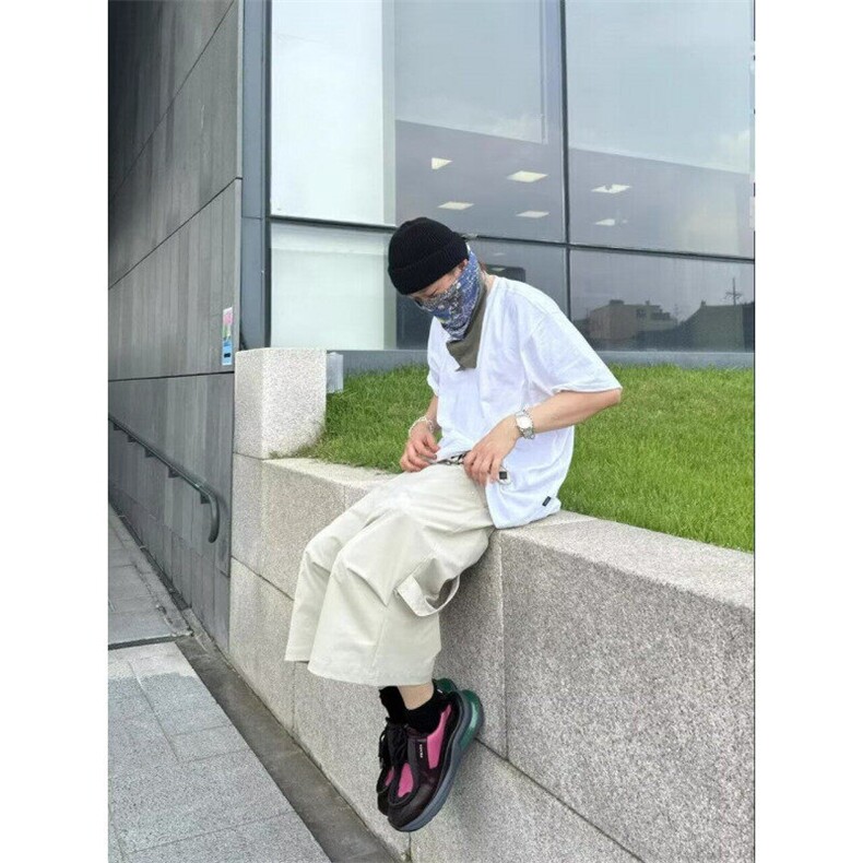 W9761-P43网图现货日系工装风松紧腰宽松高腰纯棉五分裤潮,男装牛仔裤,星座1608-2