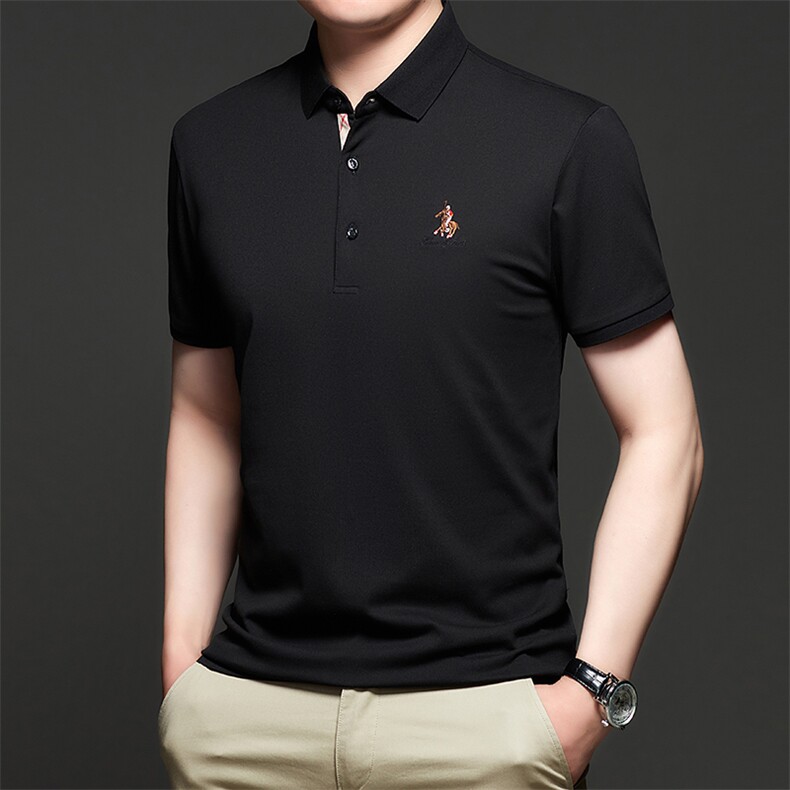 夏季新品商务休闲短袖t恤男士内搭刺绣打底衫中年翻领polo衫,男装T恤,电商B212（原钱塘6029）