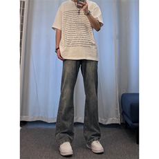 美式hiphop牛仔裤修身直筒微喇叭裤68，男装牛仔裤，星座310A-4