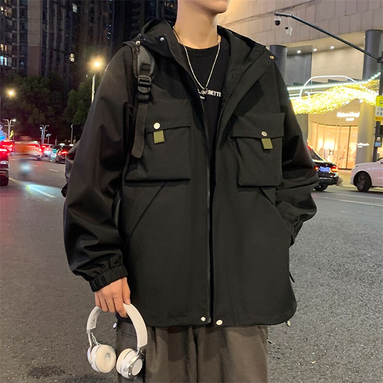休闲拉链夹克情侣冲锋衣防风衣连帽外套JK451p75,男装夹克,电商D315