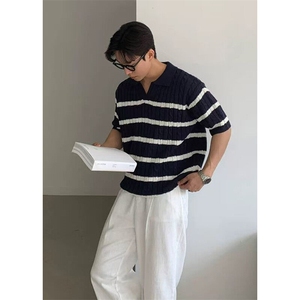 网图-2026新品针织毛衣短袖T恤凉感POLO衫T恤条纹打底衫 WK37-P35图片
