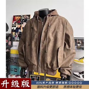 现货DW704-特批68美式复古假两件飞行员皮衣夹克图片