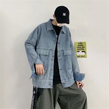 港风休闲牛仔夹克男士潮流韩版外套学生宽松帅气上衣服523-p55图片