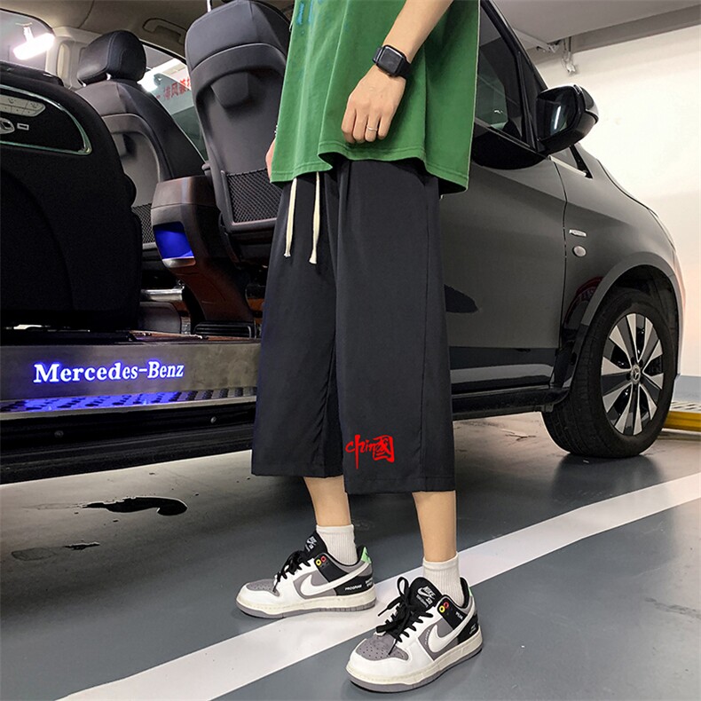 QK72276-P25冰丝七分裤男大码速干短裤男五分裤 港风图片