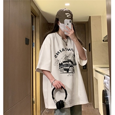 中性夏季新款麂皮绒高街印花圆领宽松短袖T恤男女半袖D288P33，男装T恤，电商A335-1（原A458）