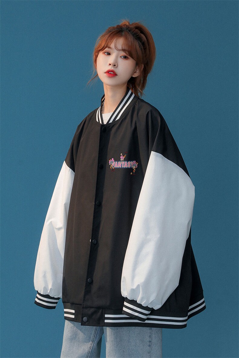 中性风2023秋季新品港风ins潮牌字母印花棒球服夹克G8023p65控88,男装夹克,A247A