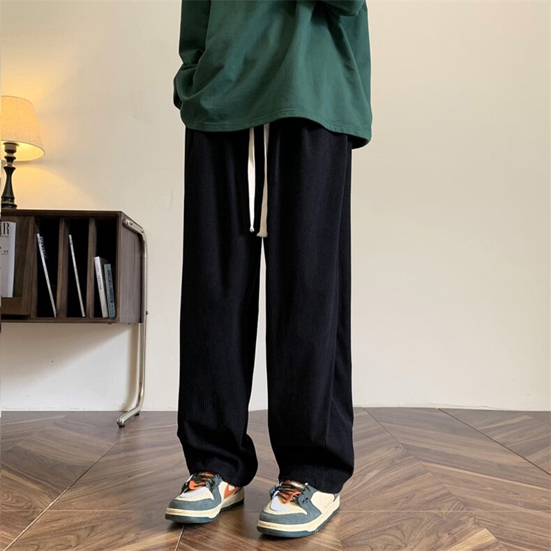 秋季基础款褶边灯芯绒大码休闲长裤M~5XLXZ604-KG43-P45控58，男装休闲裤，星座604