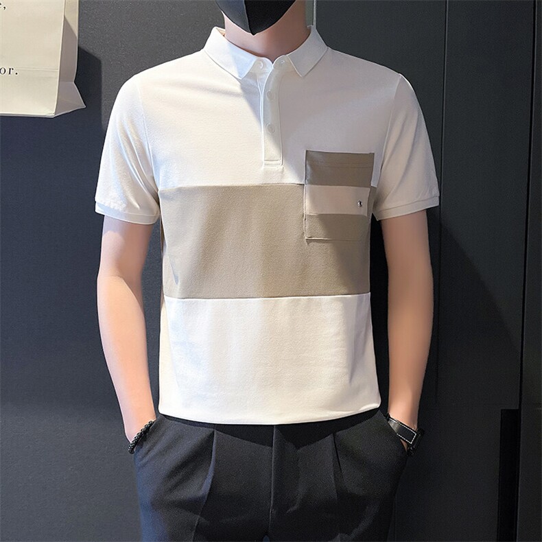 6604-P58夏季短袖T恤潮牌半袖新款男装痞帅拼色POLO衫-3控78,男装Polo衫,星座603-2