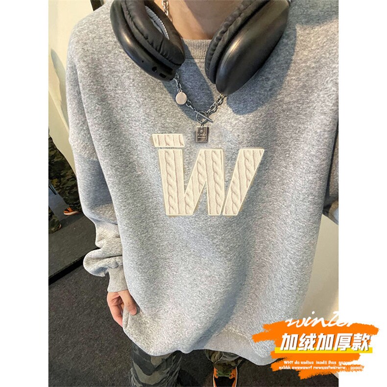 1506-1/W88031/P42美式复古酒红色卫衣男生重磅青少年圆领长,男装卫衣,星座1506-1