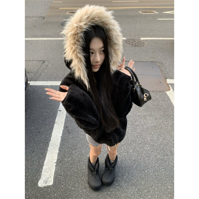 【有货】W200CC-特P100毛领毛绒外套男冬季高级感棉服,男装夹克,星座1007（原301D）