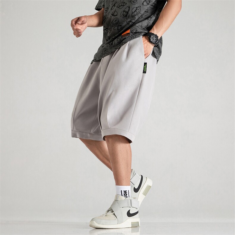 A125-6601-P20无影墙冰丝加大码港风五分休闲裤百搭潮流宽松休闲，男装休闲裤，电商A125