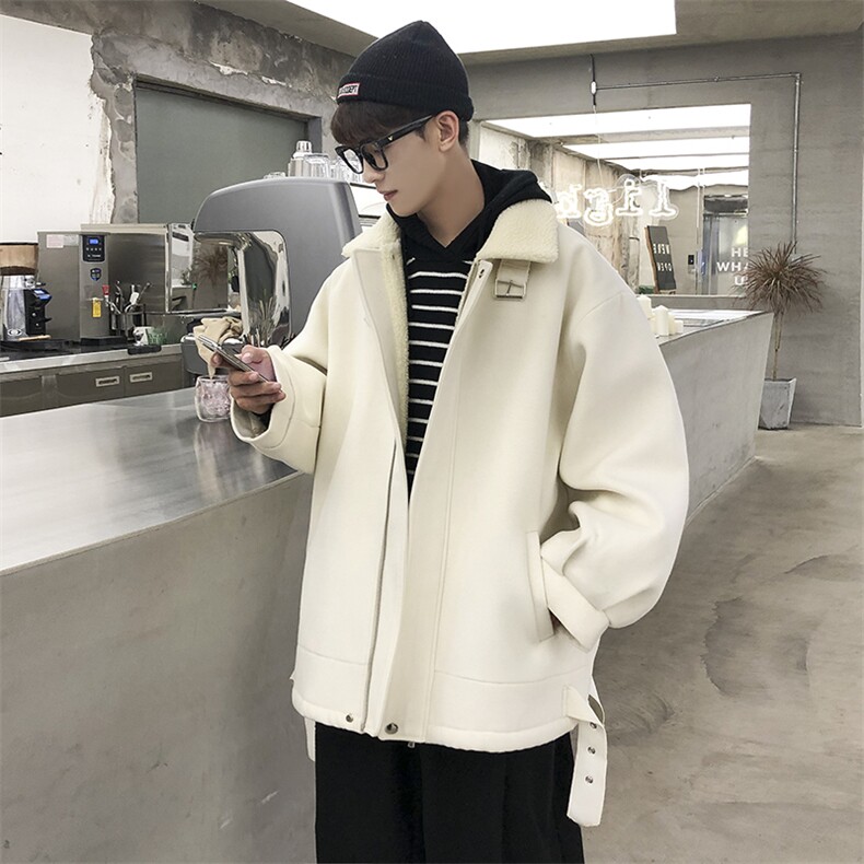 秋冬呢料港风ins纯色加厚羊羔毛短款男保暖棉衣A071-089-P125,男装夹克,电商A071
