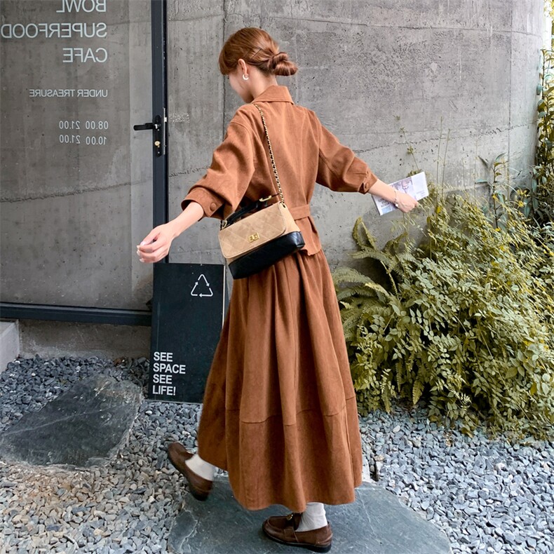 咖色时髦复古盐系穿搭工装套装裙女秋季2025新款外套半身裙两件套,女装套装/套裙,2C305