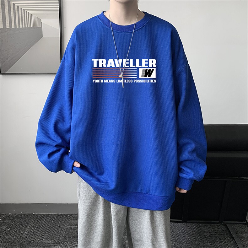 华夫格卫衣圆领卫衣男大码长袖t恤男外套HW76359-P30,男装卫衣,电商A040