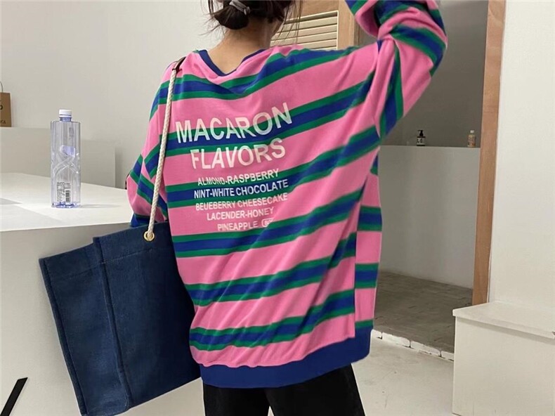 春季新款条纹大版休闲卫衣，女装卫衣/绒衫，JIAN.Z 简.站