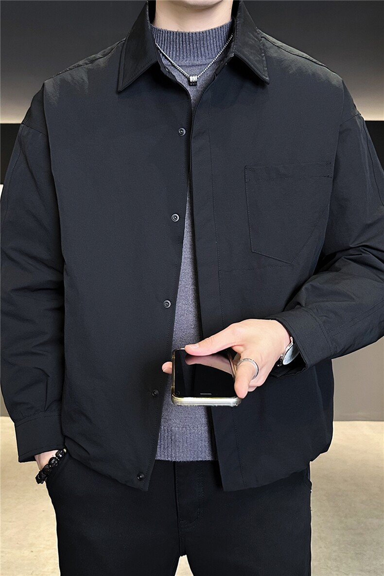 标50绒男士羽绒服冬季2025新款暗扣夹克外套A313-25662-P215,男装夹克,电商A313
